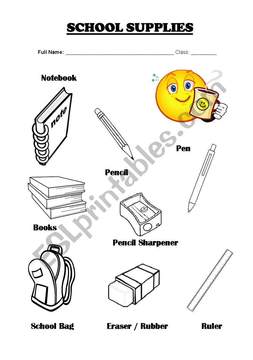 Vocabulary - School Supplies worksheet