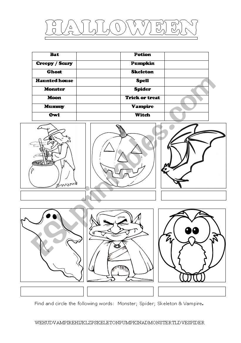Vocabulary - Halloween worksheet