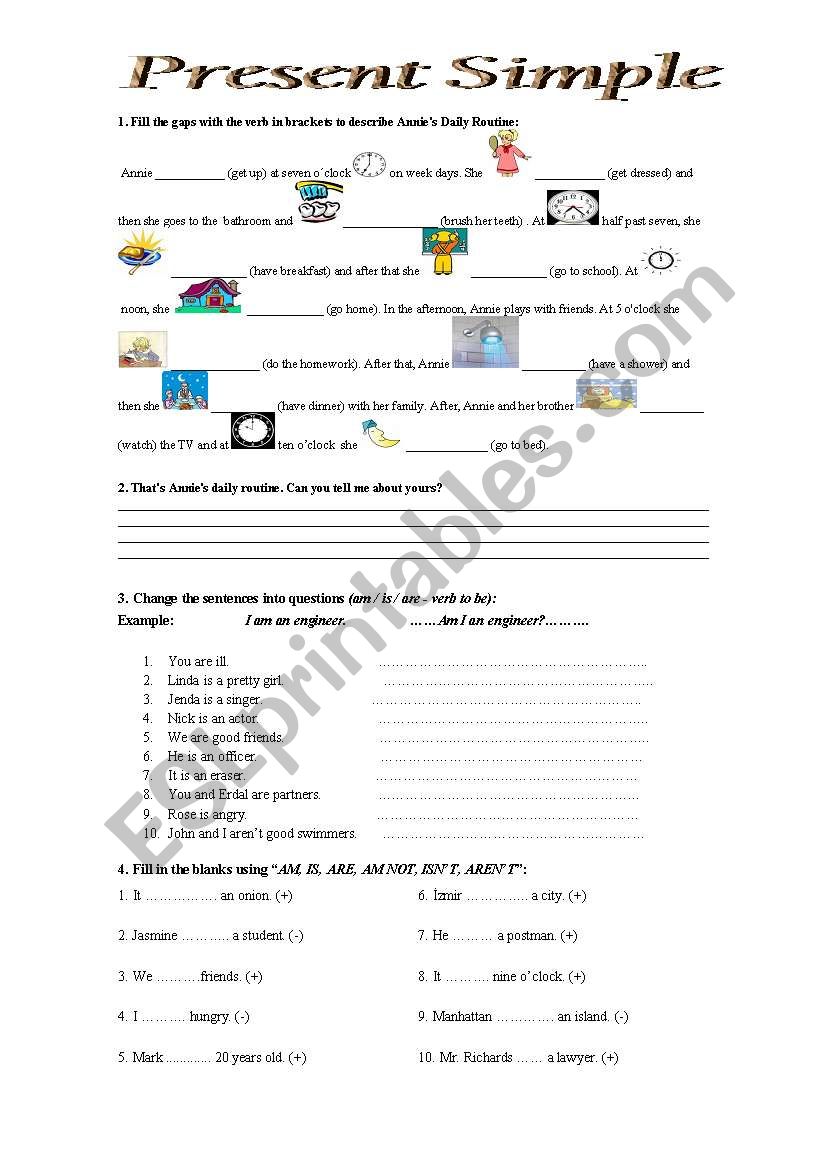 Present simple worksheet