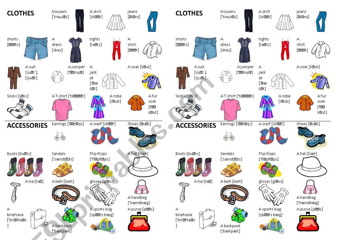 Clothes and Accessories worksheet