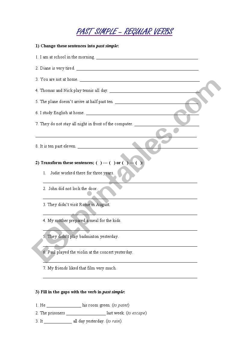 Past simple worksheet