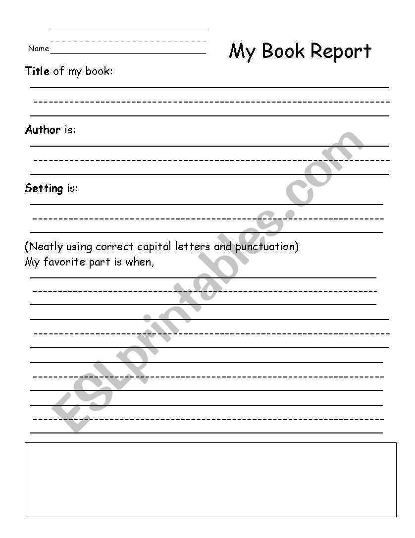 Book report worksheet