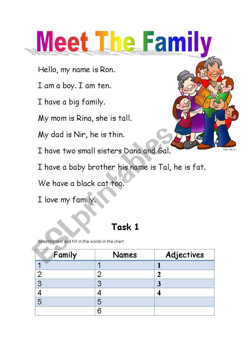 meet the family worksheet