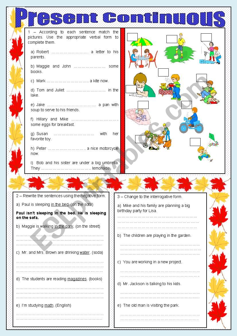 PRESENT CONTINUOUS worksheet