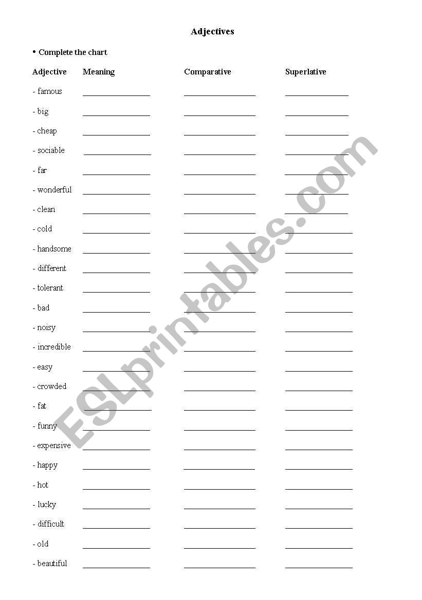 Adjectives  worksheet