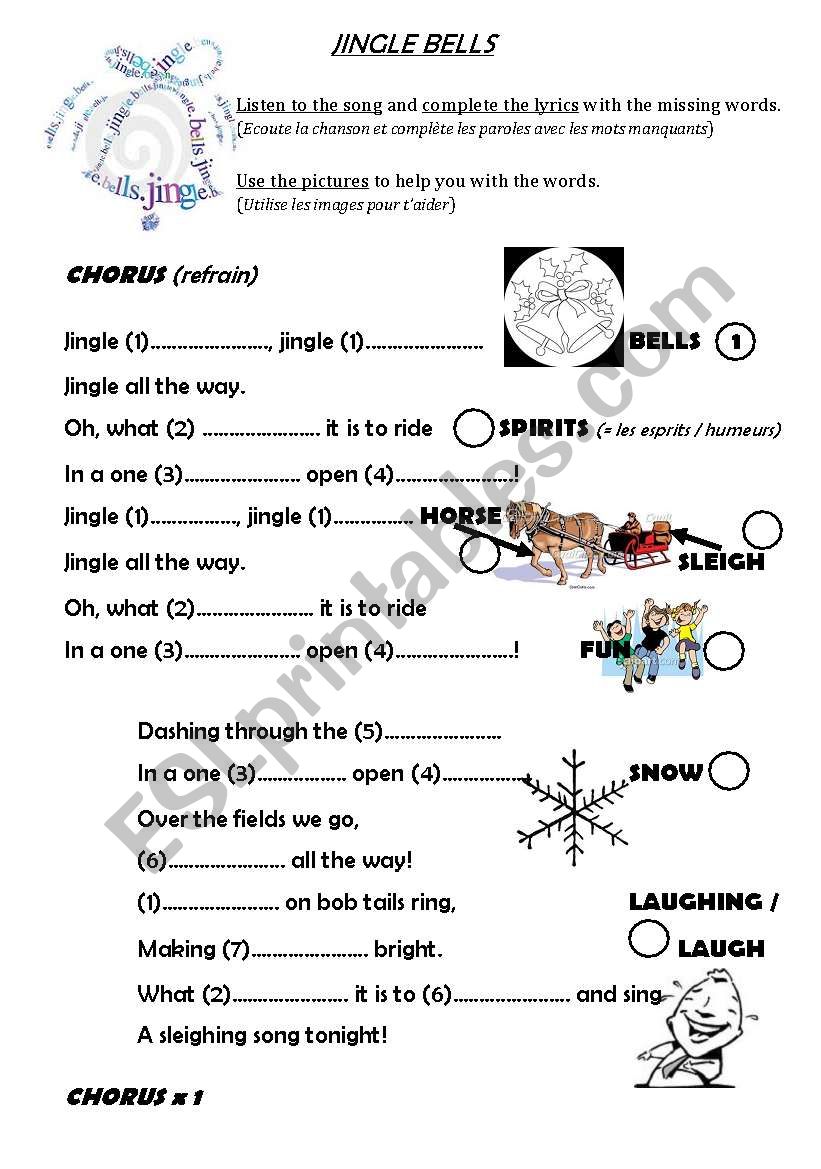 JINGLE BELLS (blank lyrics) worksheet