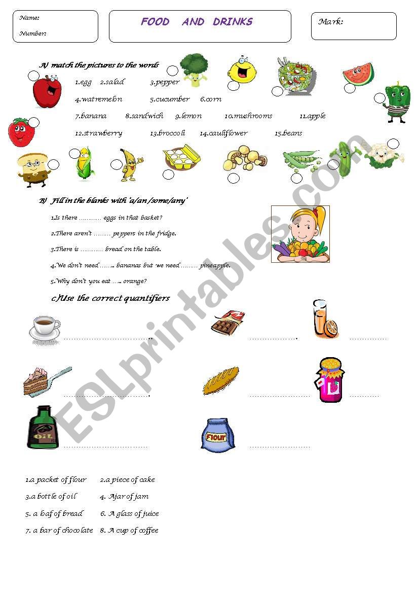 a small quiz worksheet