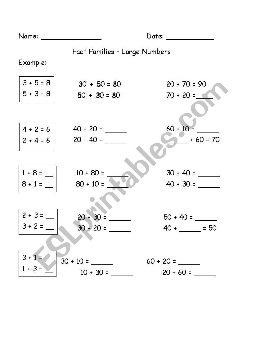 Large Numbers 1 worksheet