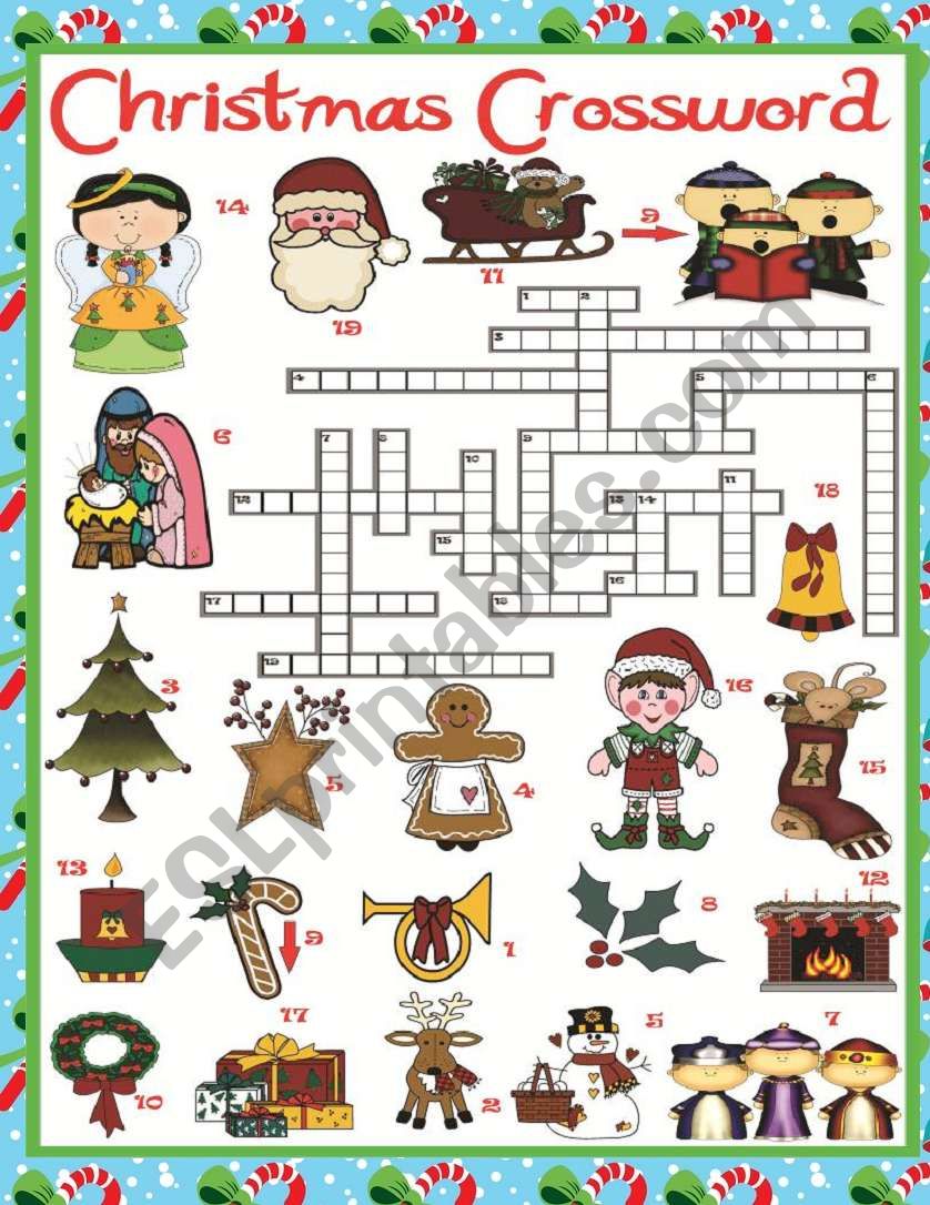 Christmas crossword worksheet