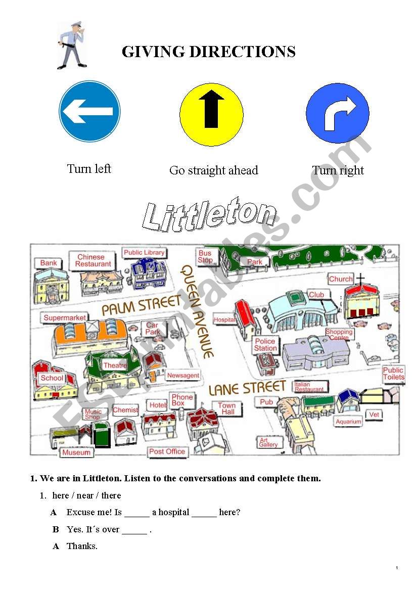 Giving Directions worksheet