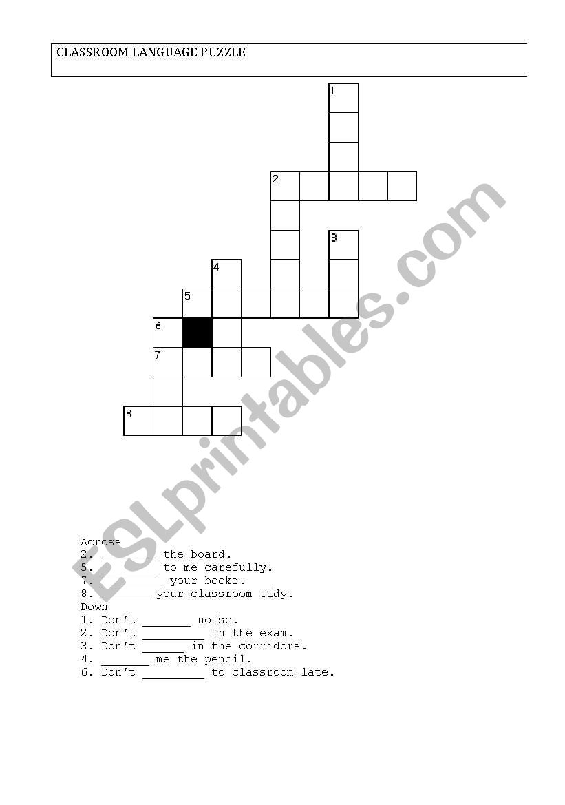 CLASSROOM LANGUAGE PUZZLE worksheet