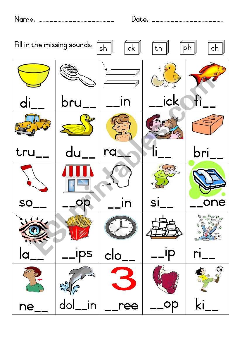 Phonics - Missing sounds worksheet