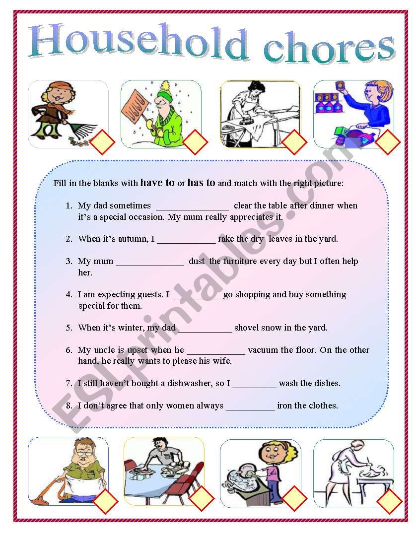 HOUSEHOLD CHORES worksheet