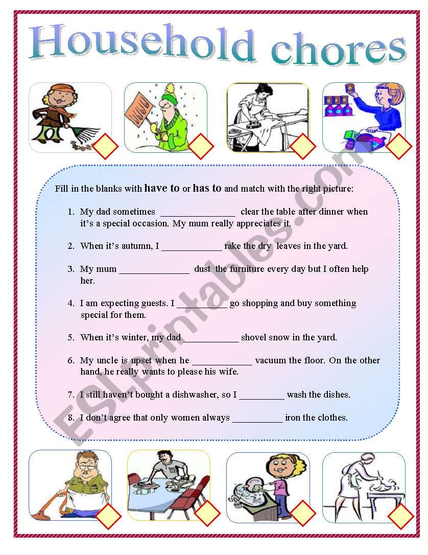 HOUSEHOLD CHORES worksheet