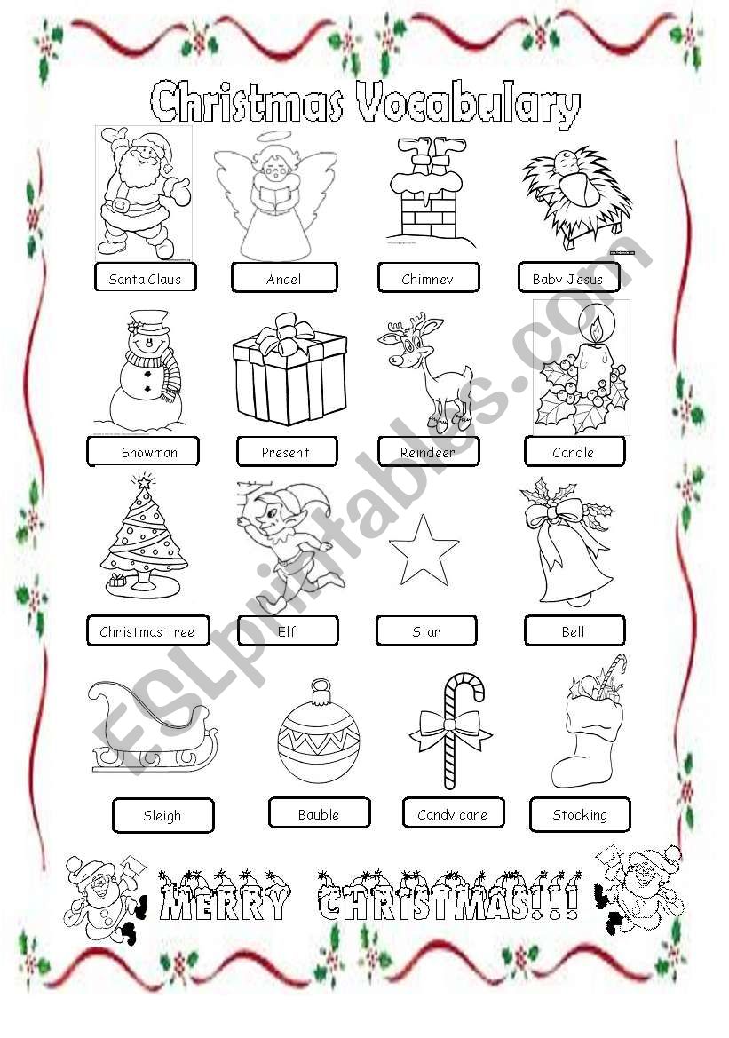 Christmas Vocabulary worksheet