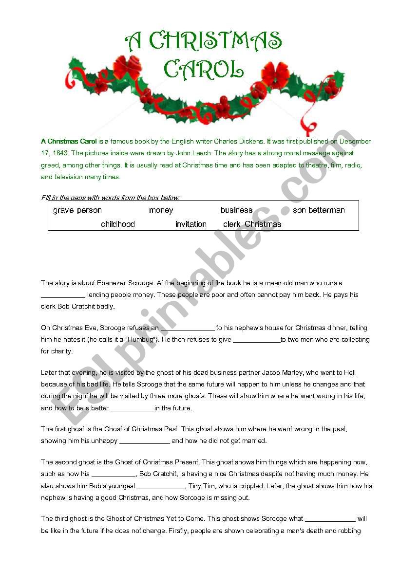 A Christmas Carol worksheet