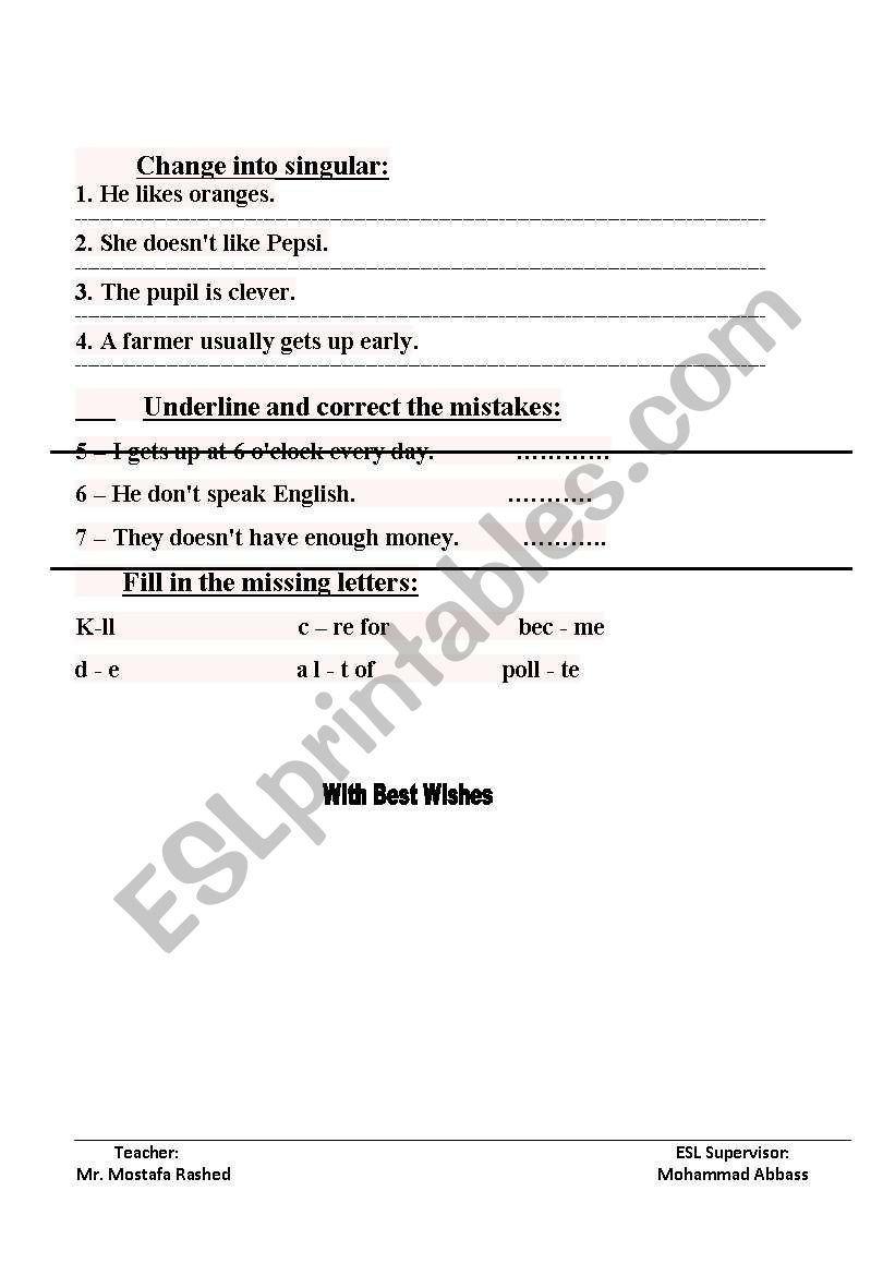 present simple worksheet
