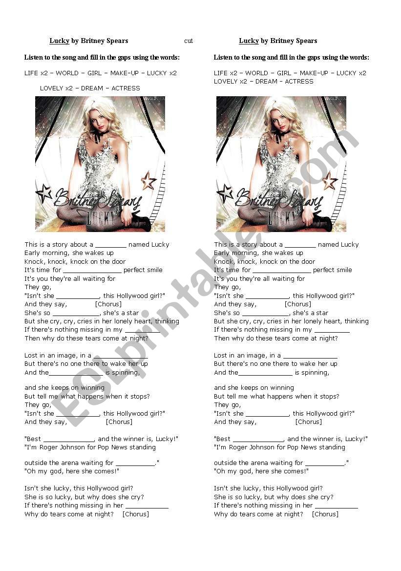 Lucky by Britney Spears worksheet