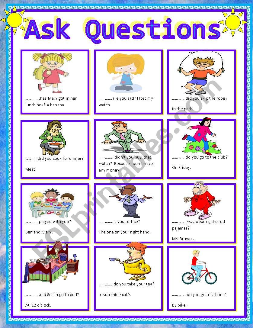 W. H question words worksheet