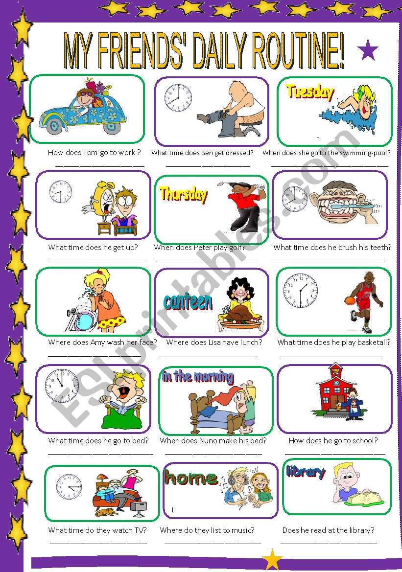 Time and routines 2 worksheet
