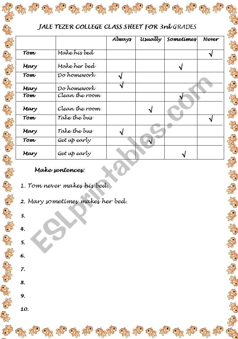 Daily routines worksheet