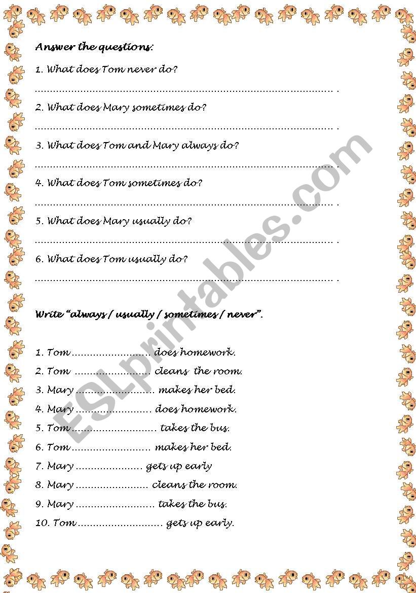 Daily routines- questions  worksheet