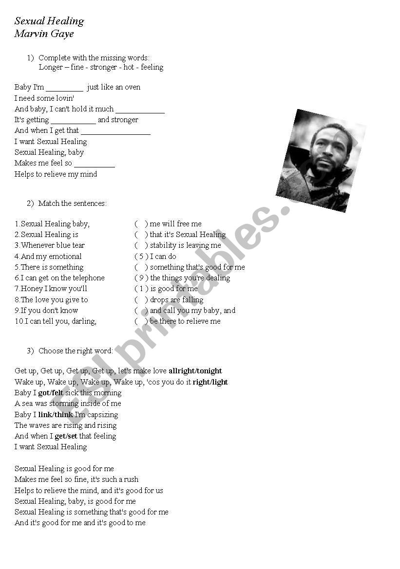 Marvin Gaye - Sexual Healing  worksheet