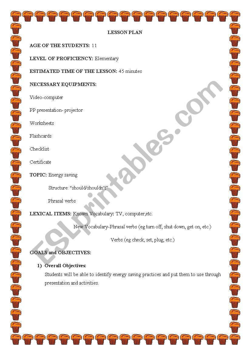 energy saving worksheet