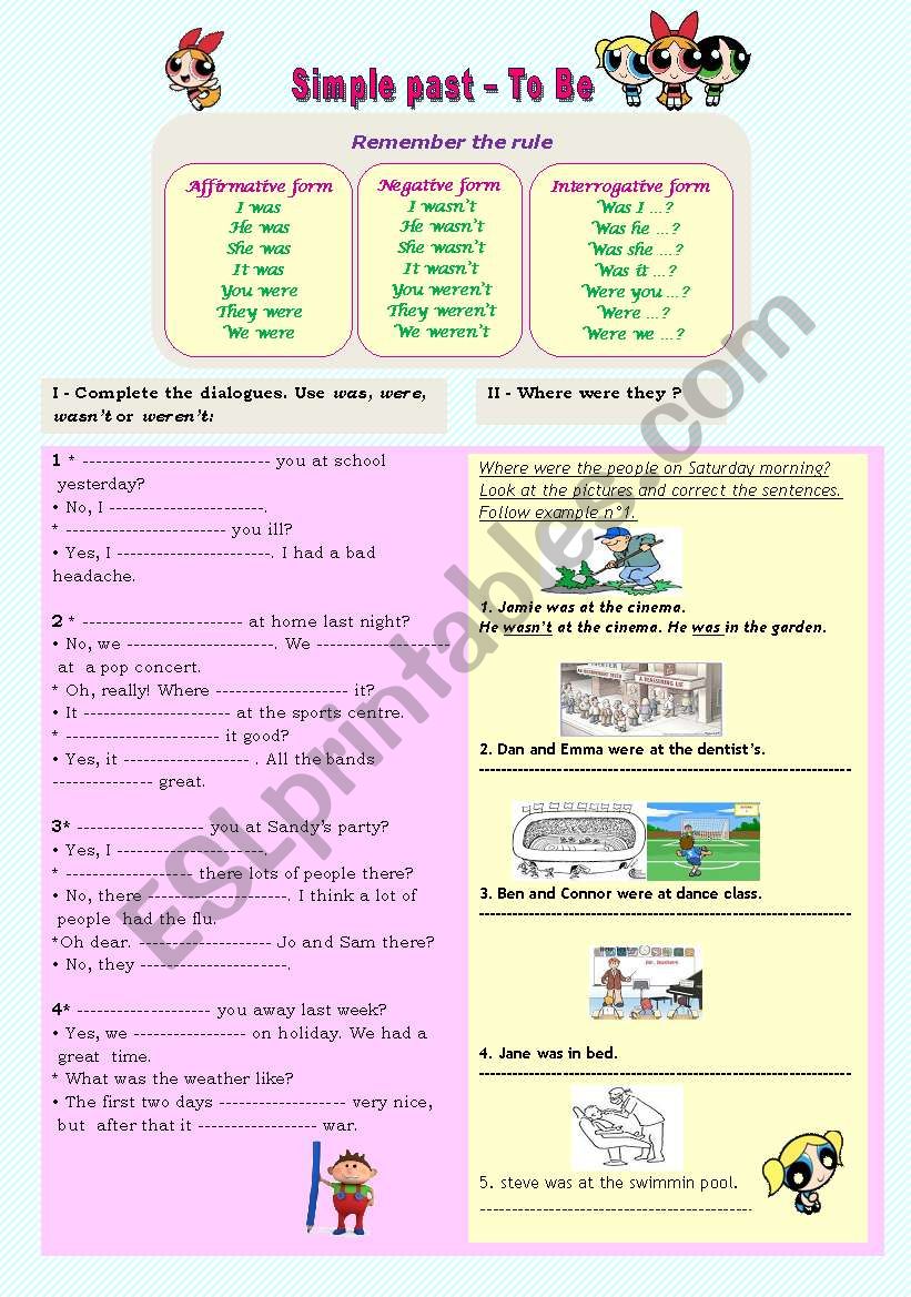 Simple past - to be worksheet
