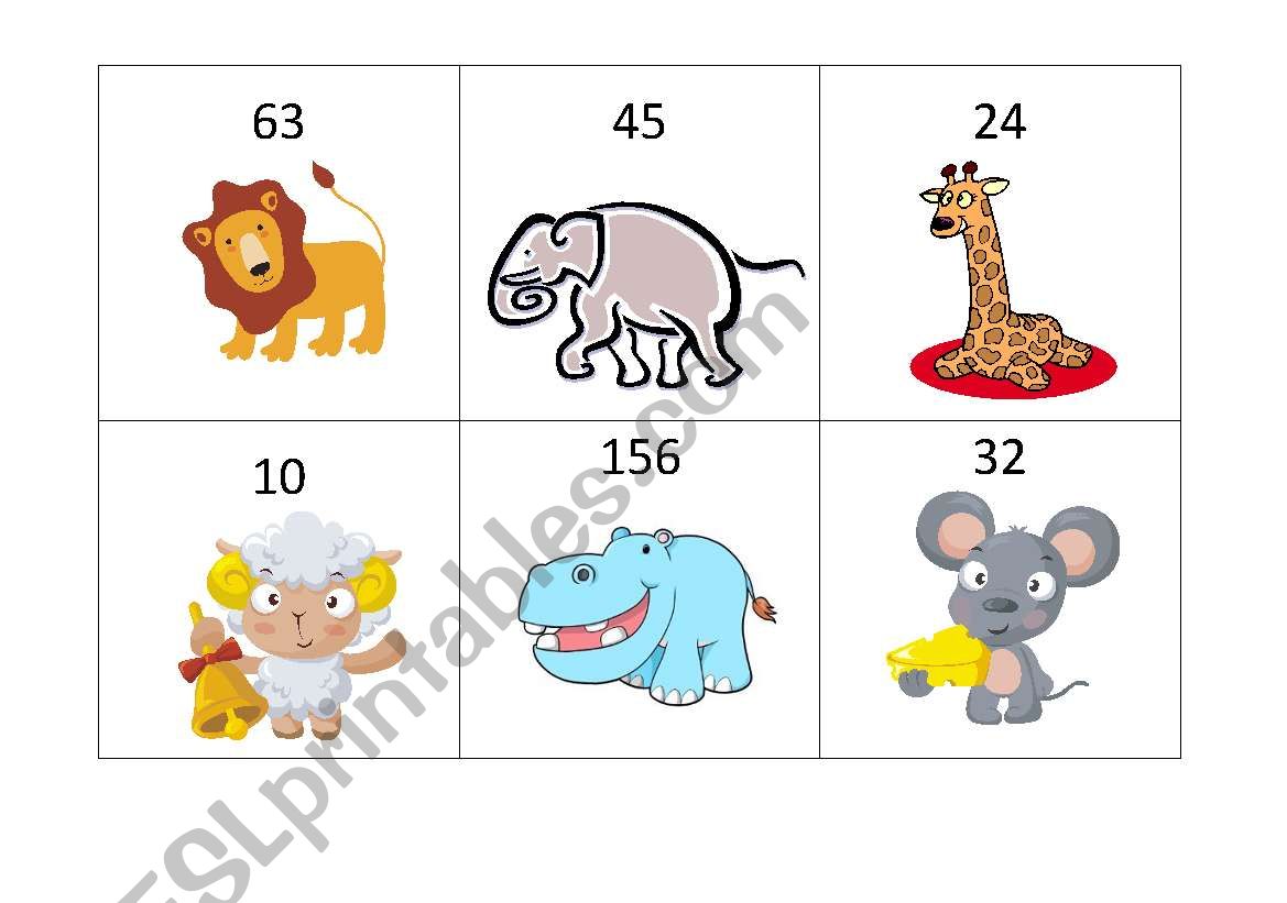 Animals and numbers worksheet