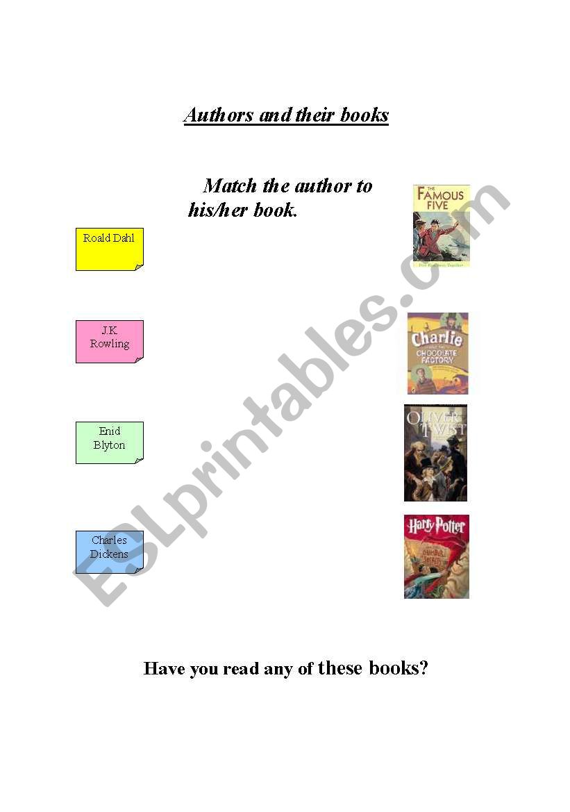 Whos your favourite author worksheet