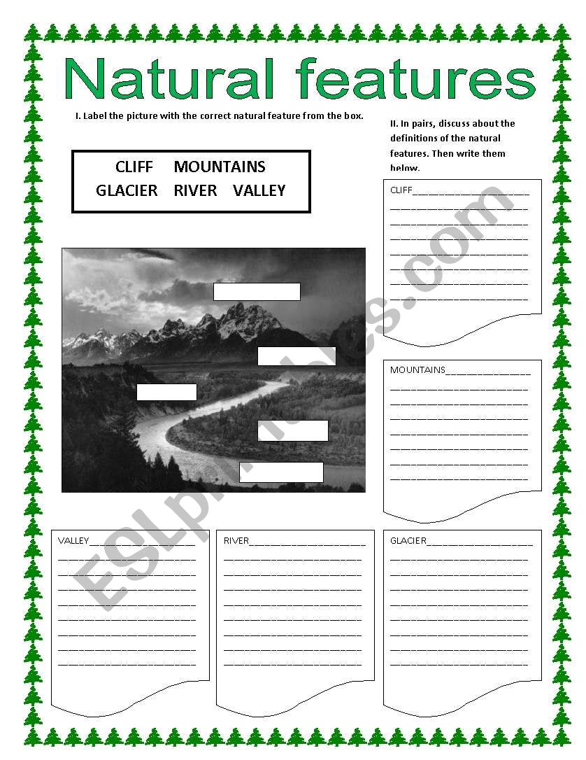 Natural features - ESL worksheet by LIBERTAD In Text Features Worksheet Pdf