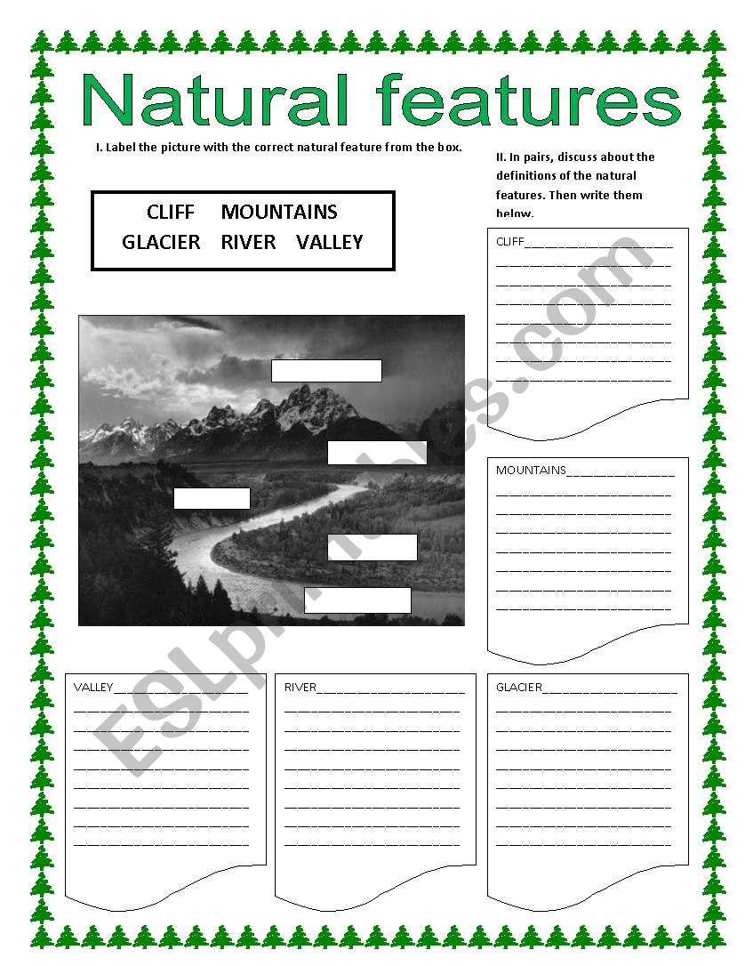 Natural features worksheet