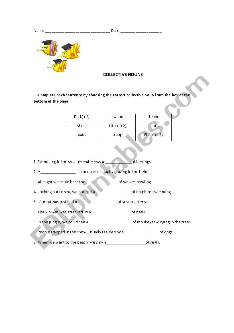 collective nouns worksheet