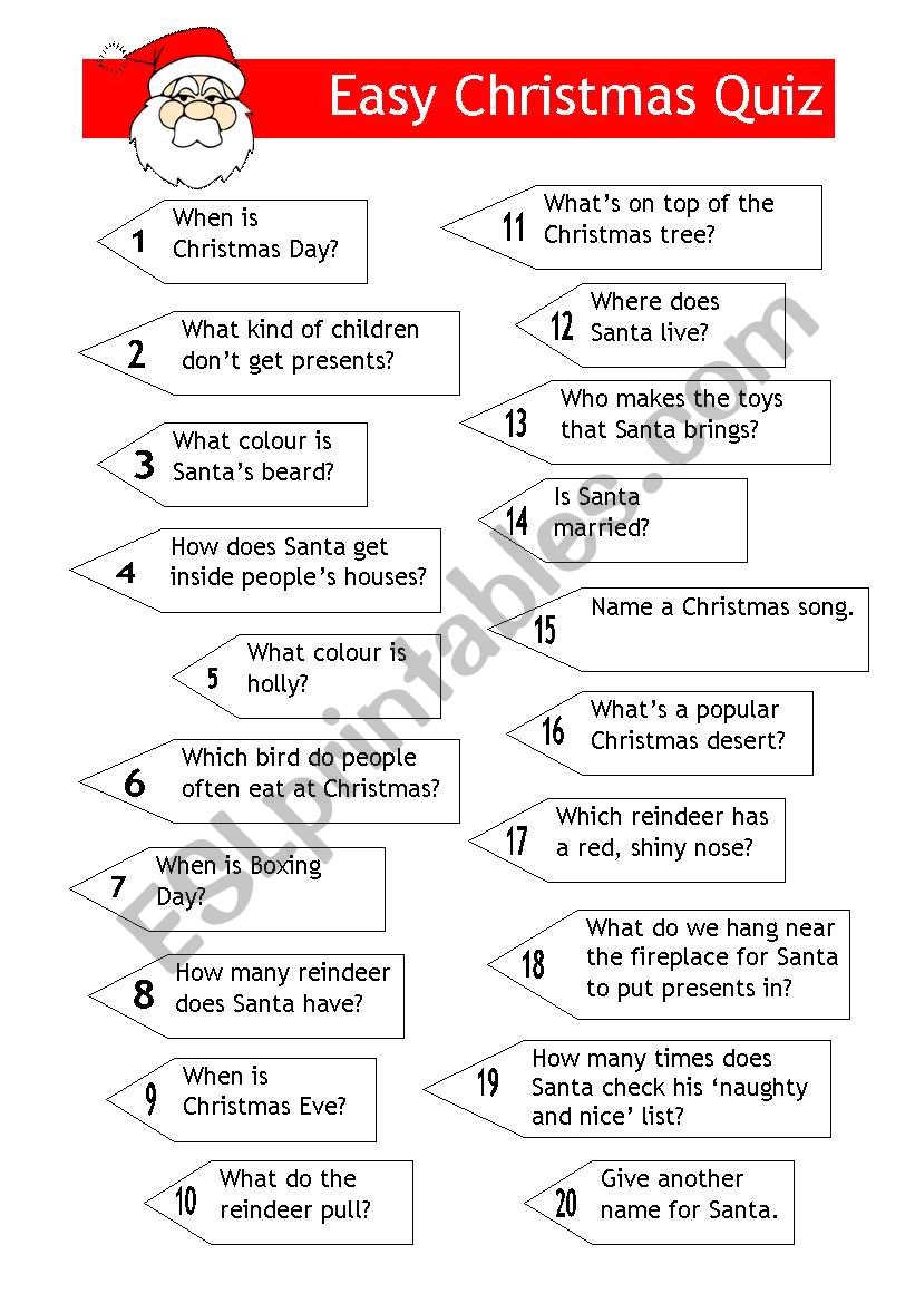 Quiz - Easy Xmas Quiz worksheet