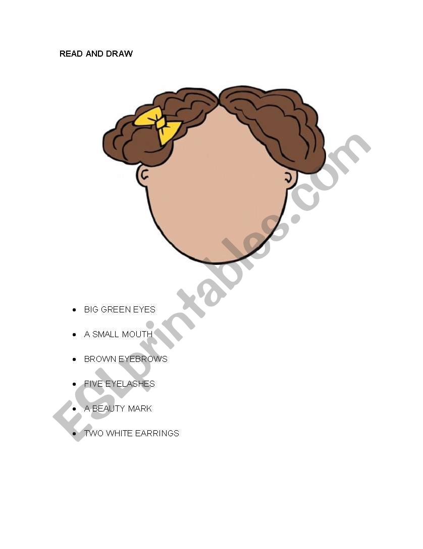 READ AND DRAW worksheet