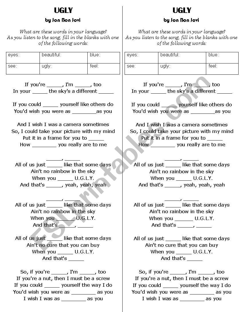 Ugly worksheet