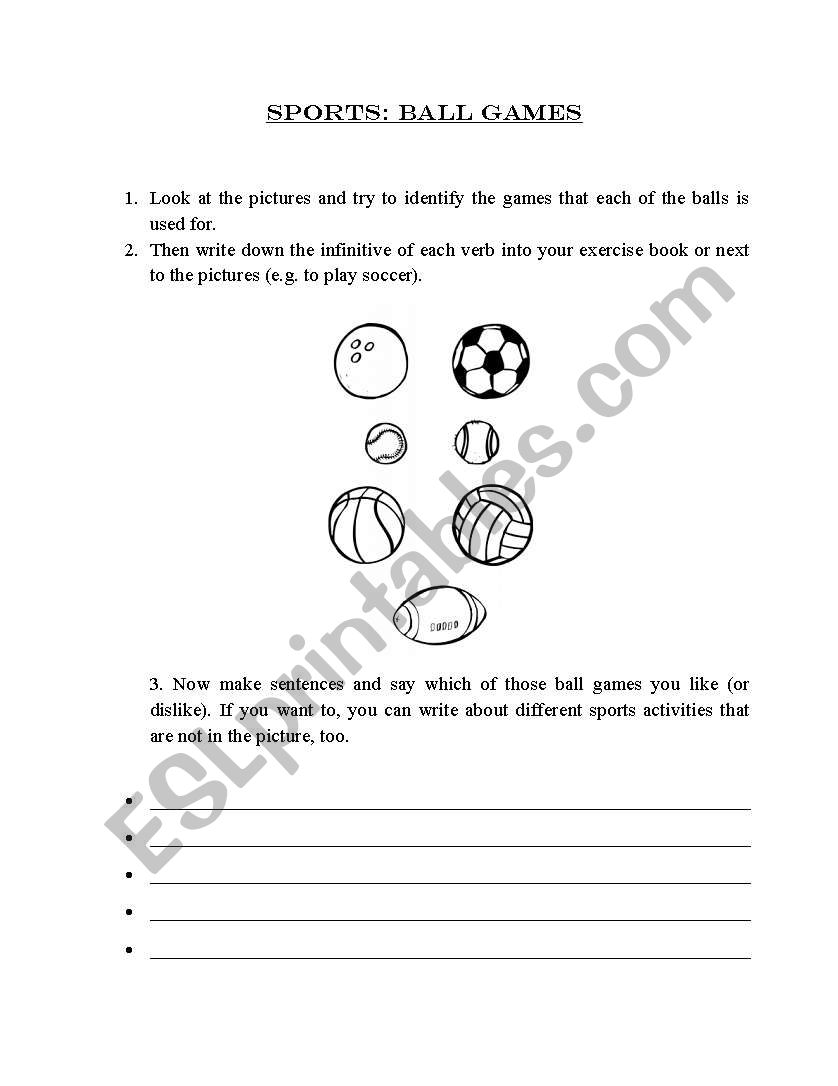 Sports: Ball games worksheet