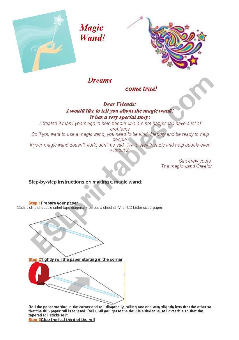 Creating a magic wand worksheet