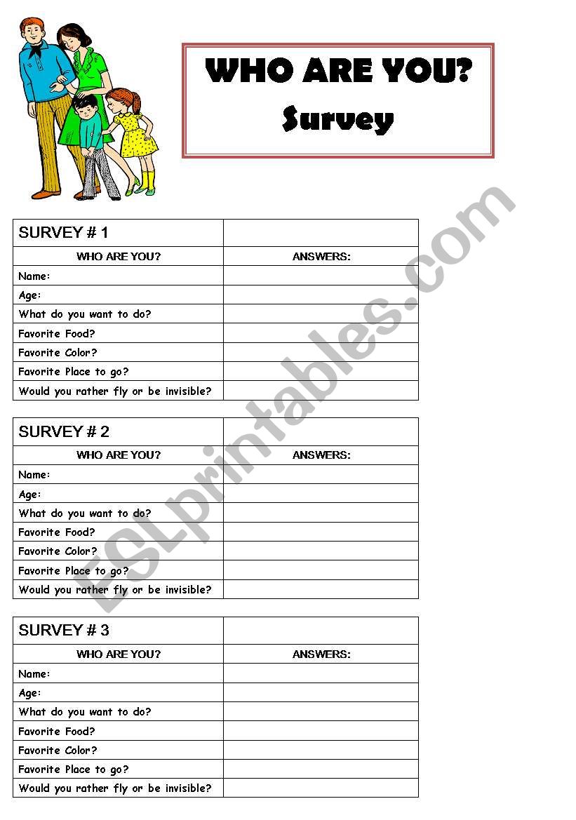 Basic Class Survey worksheet