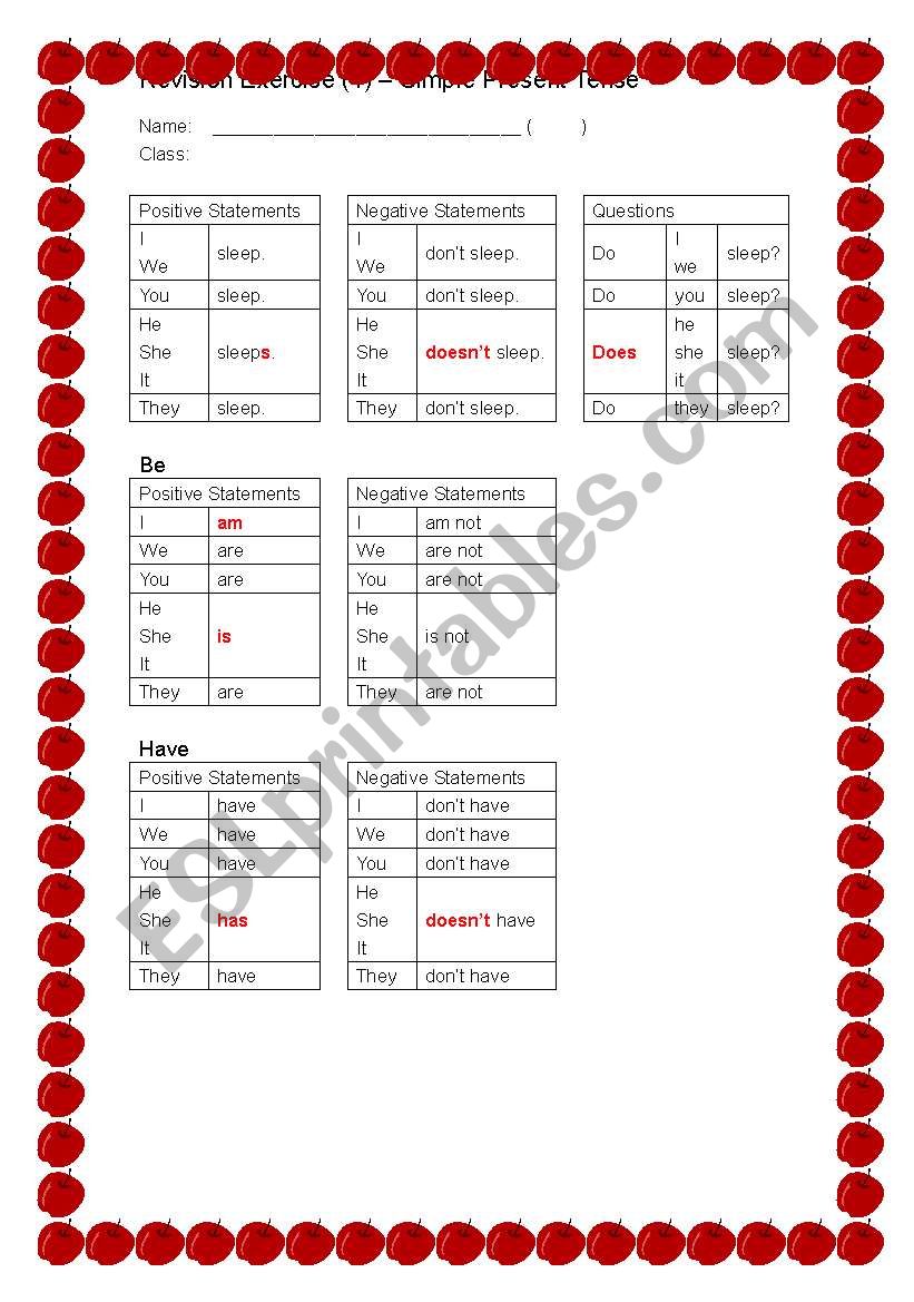 Simple Present Tense worksheet