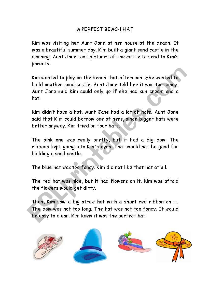 A perfect beach hat comprehension