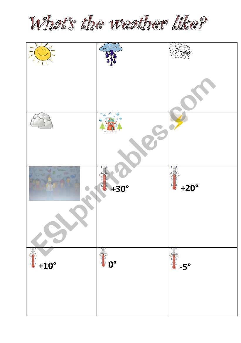 whats the weather like? worksheet