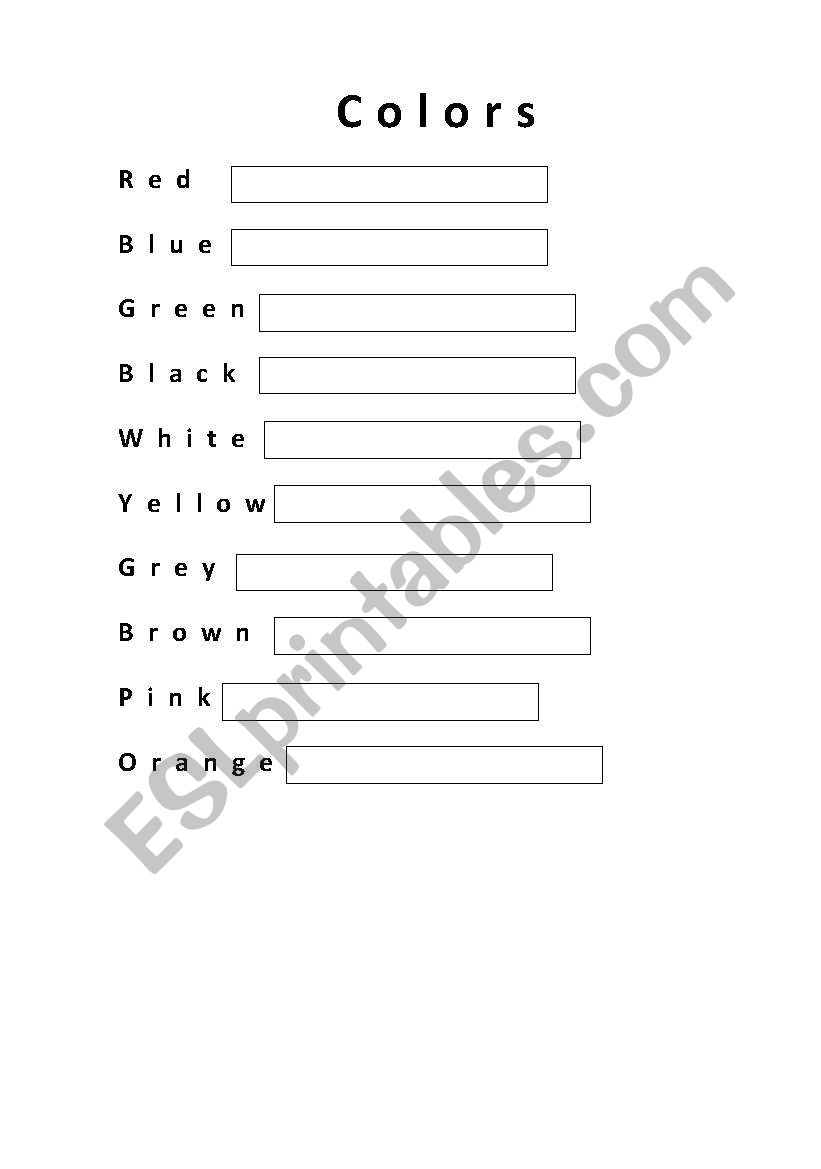 Colors worksheet