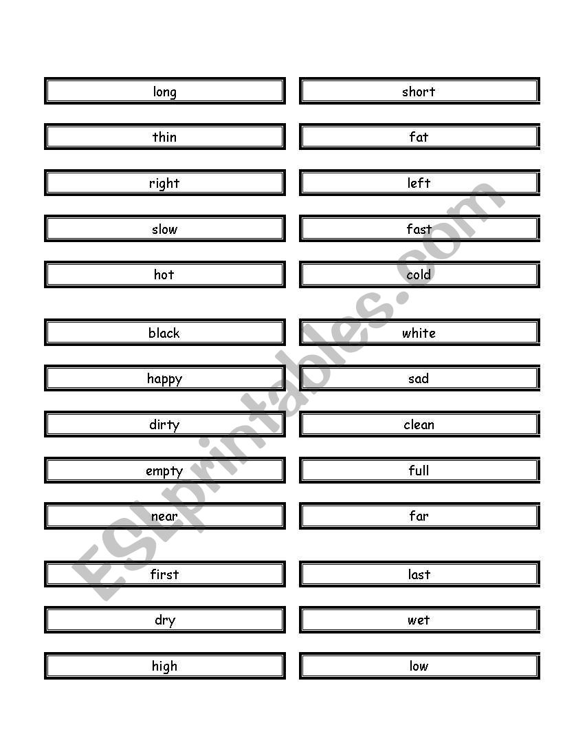 opposites worksheet