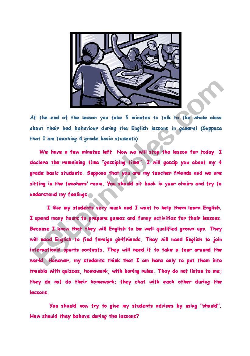 classroom communication worksheet