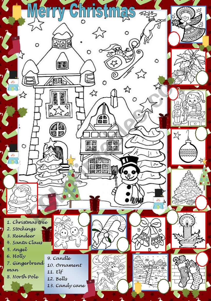 Christmas coloring and matching