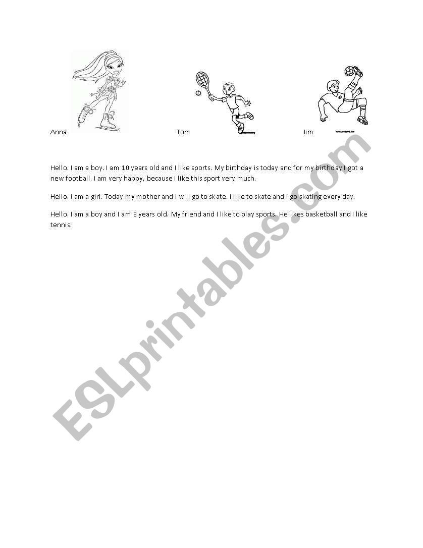 sport worksheet
