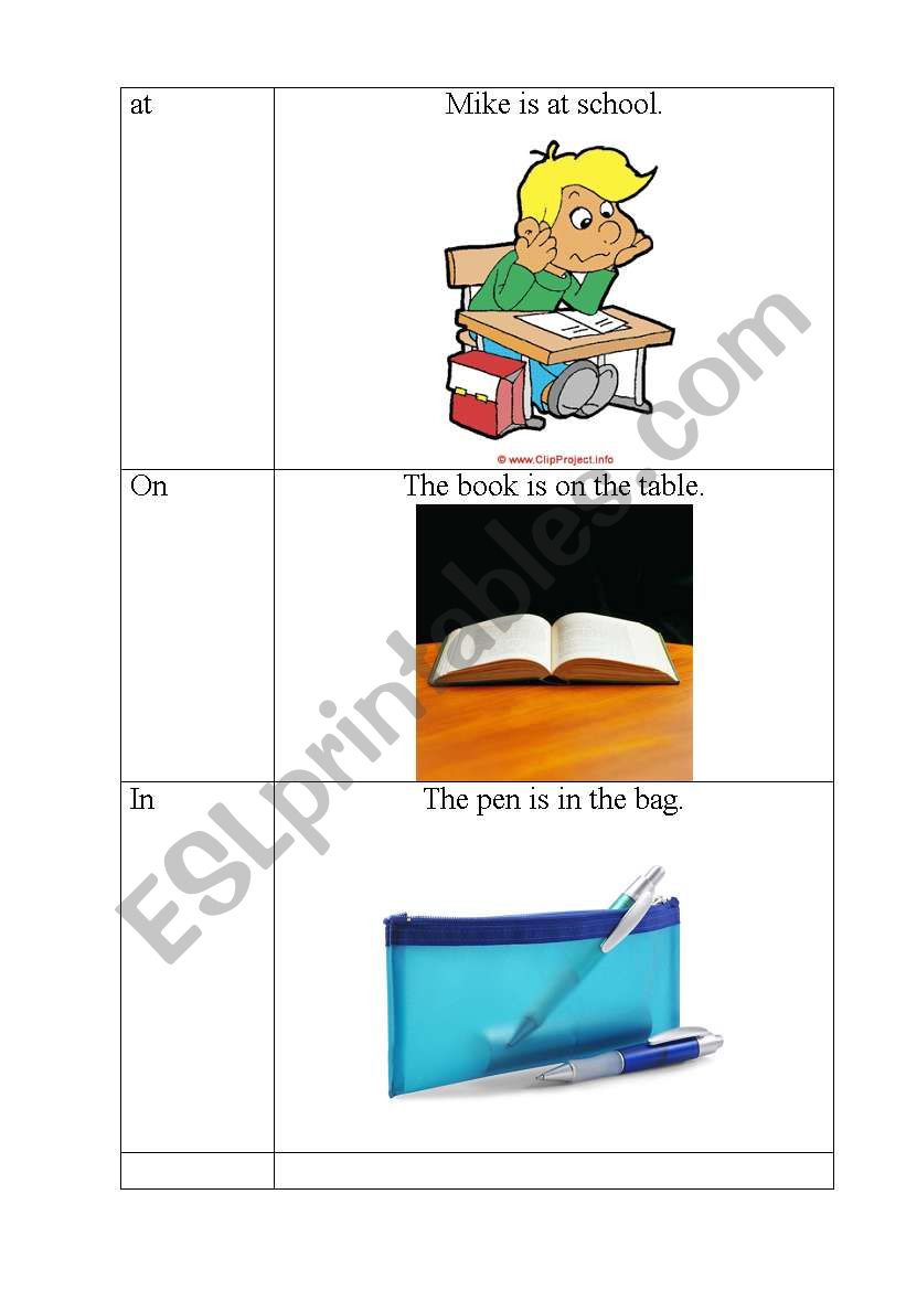 Prepositions worksheet