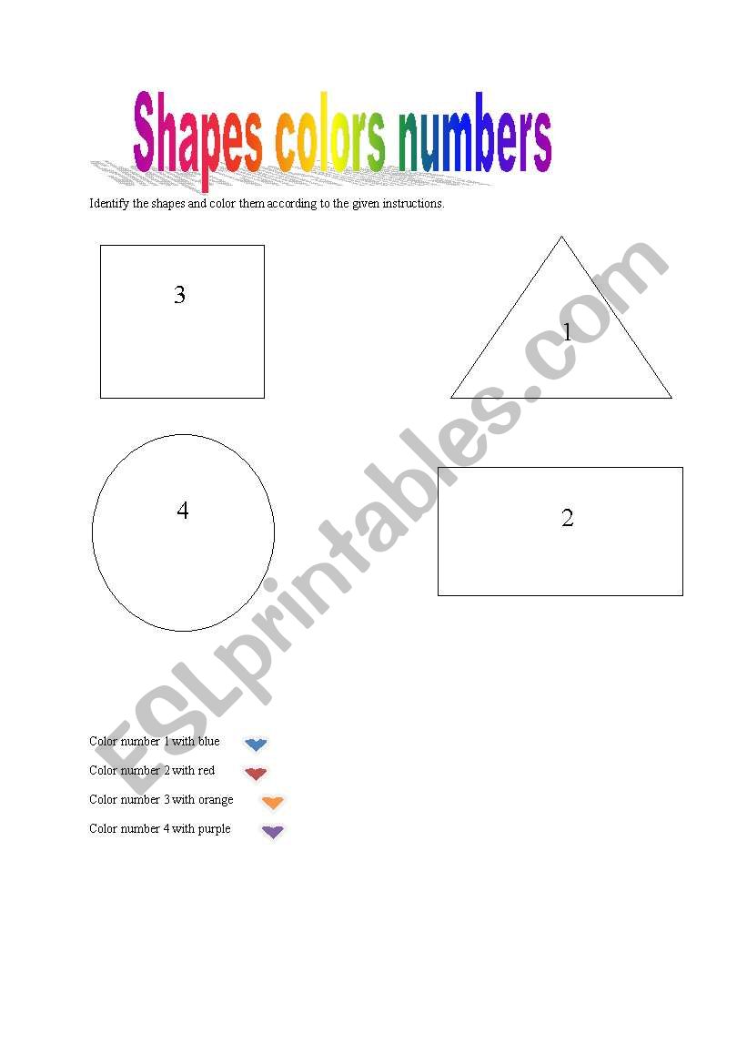 shapes numbers colors worksheet